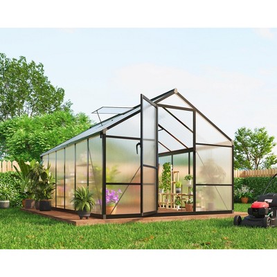 homfan Greenhouse for Outdoors,Polycarbonate Greenhouse with Roof Vent, Aluminum Walk-in Greenhouse for Outside Garden Backyard, Patio, Lawn