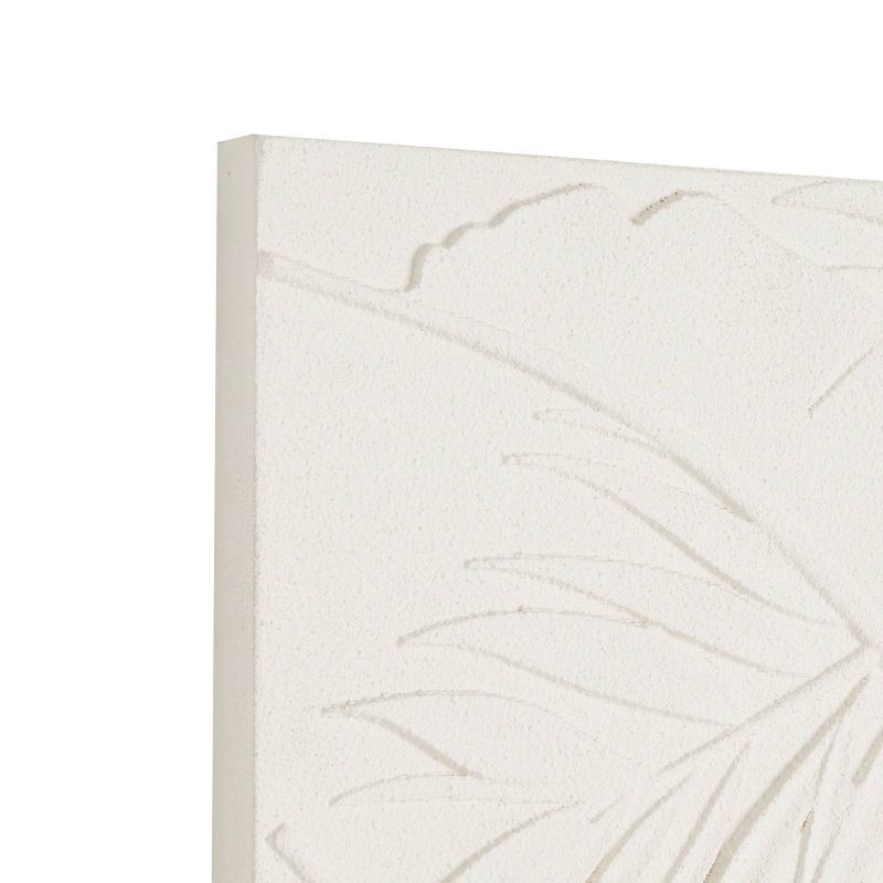 Olivia &#38; May 47&#34;x35&#34; Wooden Leaf Embossed Wall Decor White, 3 of 8