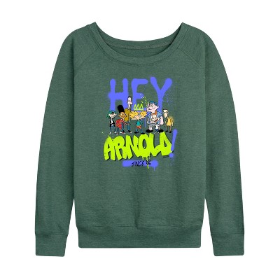 Women's - Hey Arnold! - Retro Arnold Since 96 Lightweight French Terry Wide Neck Long Sleeve Shirt