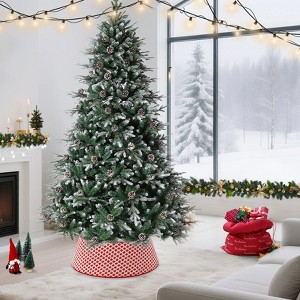 1pc 33inch Plush Felt Christmas Tree – Adjustable Rhombus Style, 2 Clips Included - 1 of 4