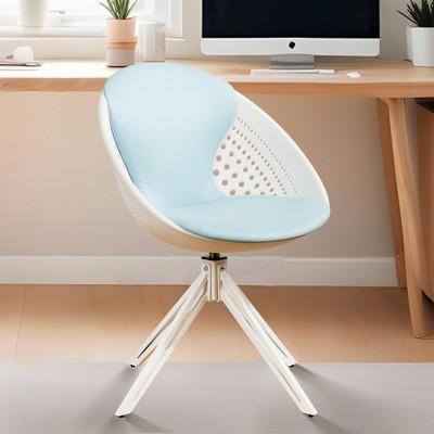 Swivel Accent Chair - 360° PU Leather Modern Desk Chair, Ergonomic Round Back Vanity Stool for Living Room, Bedroom