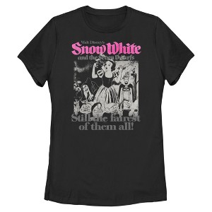 Womens Snow White and the Seven Dwarfs Black and White Still the Fairest of Them All T Shirt - 1 of 4
