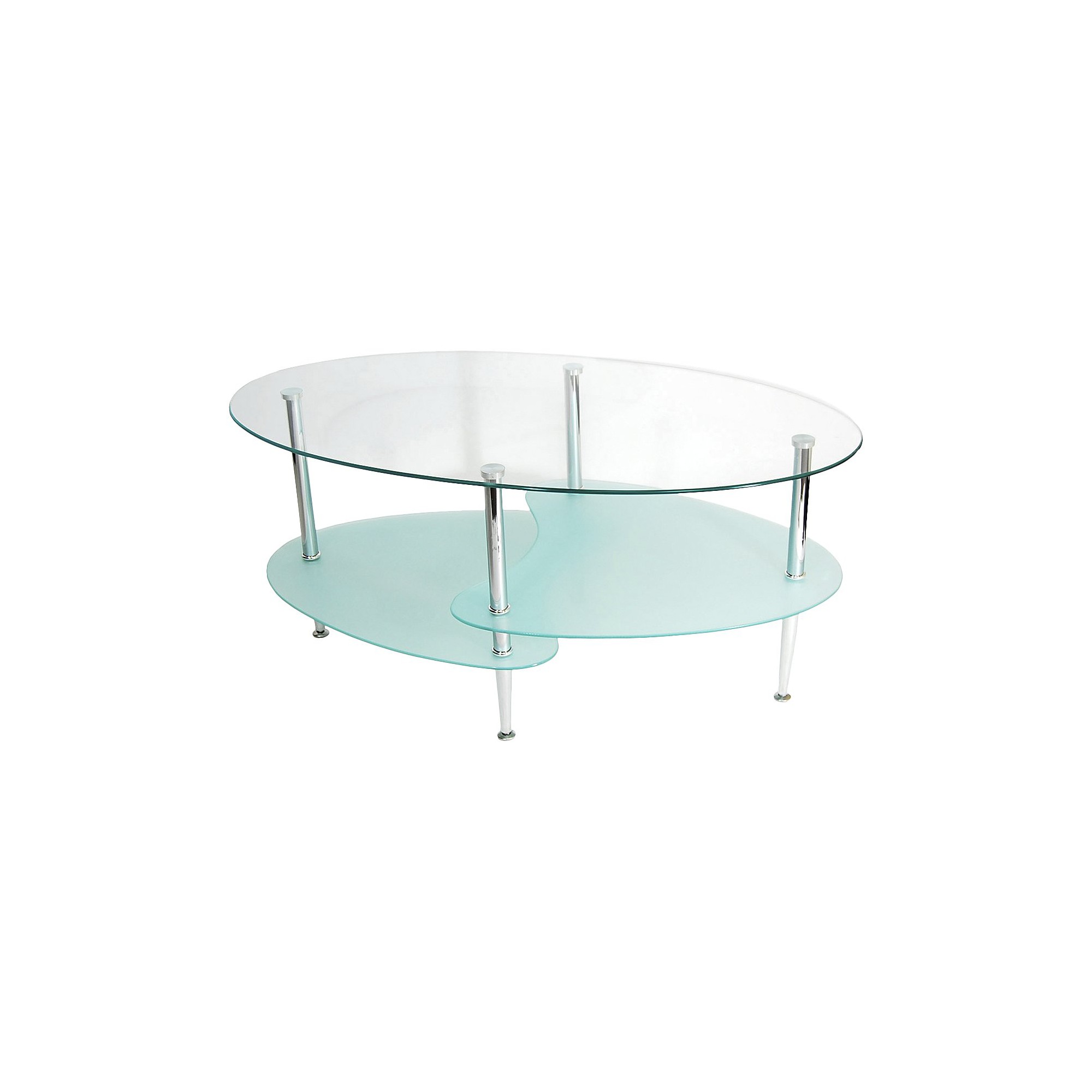Glass Oval Living Room Metal Coffee Table - Saracina Home