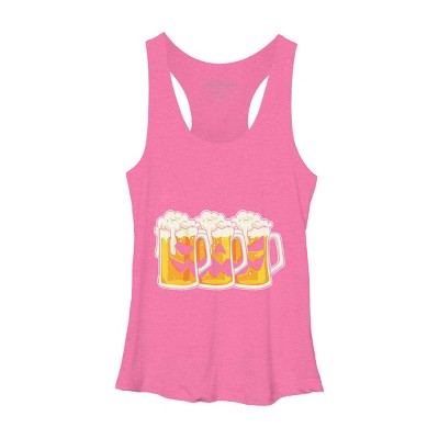 Women's Design By Humans Halloween Jack O Lantern Beer Drinking By RedBirdLS Racerback Tank Top