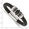 Chisel Stainless Steel Antiqued Brushed and Black IP-plated Black Braided Leather 8.5" Bracelet - 4 of 4