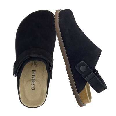 CUSHIONAIRE Women's Boulder Genuine Suede Clog with Swivel Strap – Lightweight EVA Sole, Memory Foam Insole