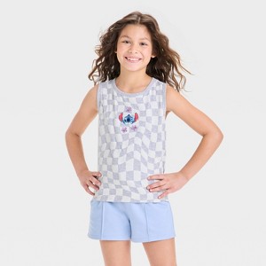 Girls' Juniors Stitch Grid Tank Top - Heather Gray - 1 of 4