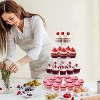 Hachikiko 4-Tier Round Cupcake Stand with Base, Premium Acrylic Dessert Display Tower for Parties & Events (4" Layer Spacing) - 4 of 4