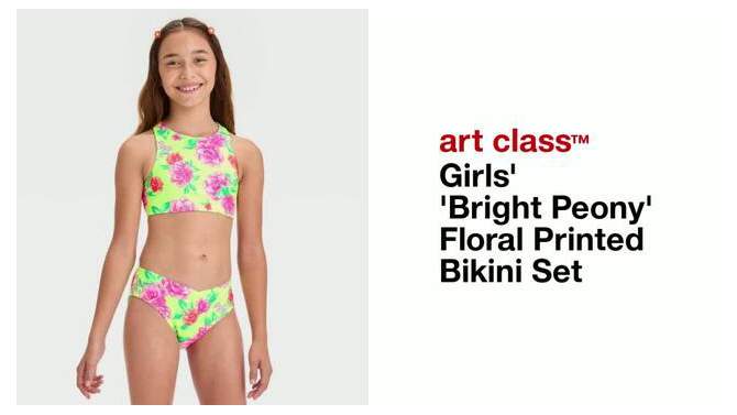 Girls&#39; &#39;Bright Peony&#39; Floral Printed Bikini Set - art class&#8482;, 2 of 5, play video