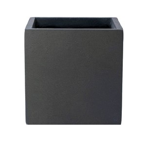 Rosemead Home & Garden, Inc. Weathered Square Concrete Outdoor Planter Pot Black 12"x12" - 1 of 4
