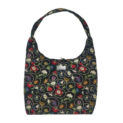 Signare USA Jacobean Dream Black Hobo Handbag Shoulder Bag