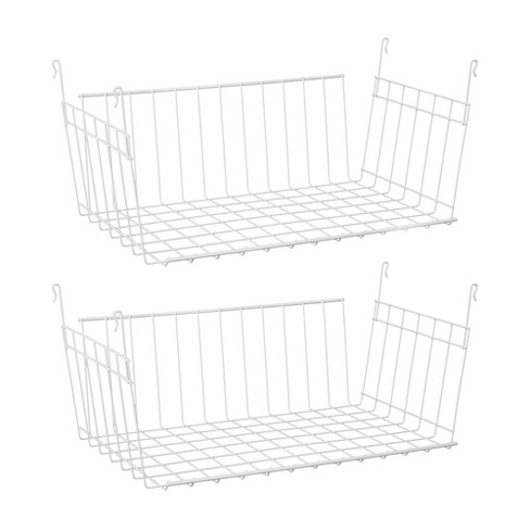 1 Pack Stackable Under Shelf Wire Baskets Pantry Organizer, Under Cabinet  Storage Space Saving Hanging Basket for Kitchen Bookshelf Cupboard, Black 