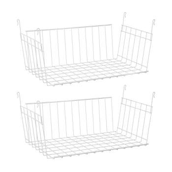 ClosetMaid 17 Inch Wide Hanging Basket Wire Shelving Accessory for Closet Shelves, Pantry Organizer, Kitchen, and Bathroom Storage, 2 Pack, White