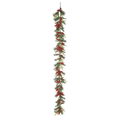 Transpac Artificial 108 in. Multicolor Christmas Gilded Poinsettia Garland