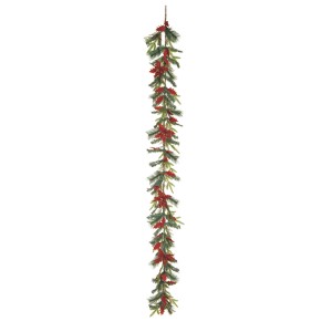 Transpac Artificial 108 in. Multicolor Christmas Gilded Poinsettia Garland - 1 of 4