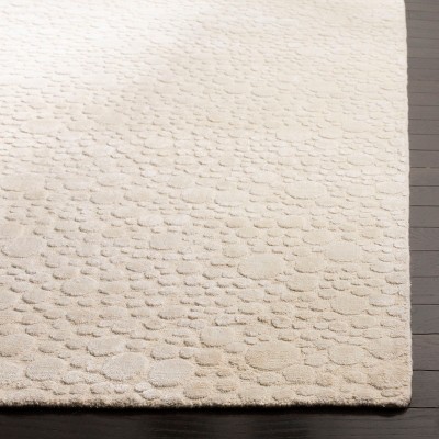 Ivory Hand-Knotted Wool and Viscose Area Rug, 8' x 10'