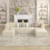 DOMETOUR Single Seat Corduroy Compressed Sectional Sofa, Modern Minimalist Sleeper Couch for Living Room/Bedroom, Space-Saving, White - 4 of 4