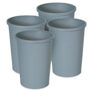 Rubbermaid Commercial Untouchable Trash Can and Waste Bin, 11 Gal, Gray, 4 Pack - 1 of 2