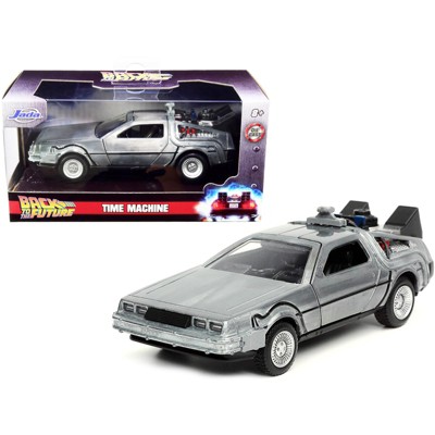 DeLorean DMC Time Machine Brushed Metal "Back to the Future Part I" (1985) Movie "Hollywood Rides" 1/32 Diecast Model Car Jada