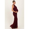 Pinkblush Dark Burgundy Ruched Mesh One Shoulder Maternity Maxi Dress - 4 of 4