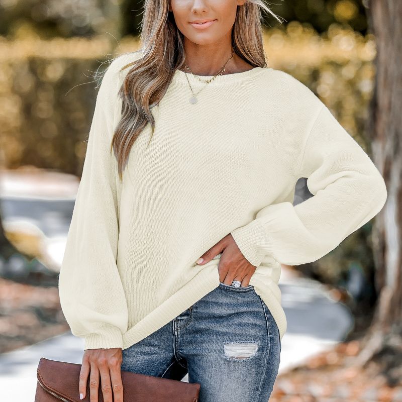 Women's Ivory Puff Sleeve Sweater - Cupshe, 4 of 7