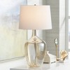 Possini Euro Design Ania Modern Table Lamp 31" Tall Clear Champagne Glass with Table Top Dimmer Off White Fabric Drum Shade for Bedroom Living Room - 2 of 4