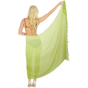 LA LEELA Women's Long Vacation Beachwear Swimsuit Sarong Pareo Bathing Suit Skirts Wraps Cover ups One Size Green, Solid - 1 of 4