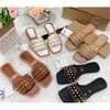 Clotth Women's Slippers with Crystal particles Womens Open Toe Studded Sandals Leather flip-flops for Summer and Daily - 4 of 4