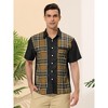 Lars Amadeus Men's Summer Plaid Patchwork Short Sleeves Button Color Block Shirt - 2 of 4