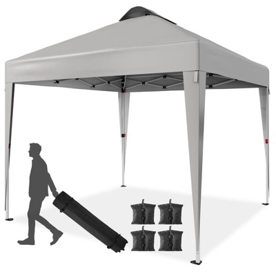 10 x 10 FT Pop Up Canopy Tent, Commercial Portable Canopy with Wheeled Carry Bag, Waterproof Party Tent for Patio, Garden