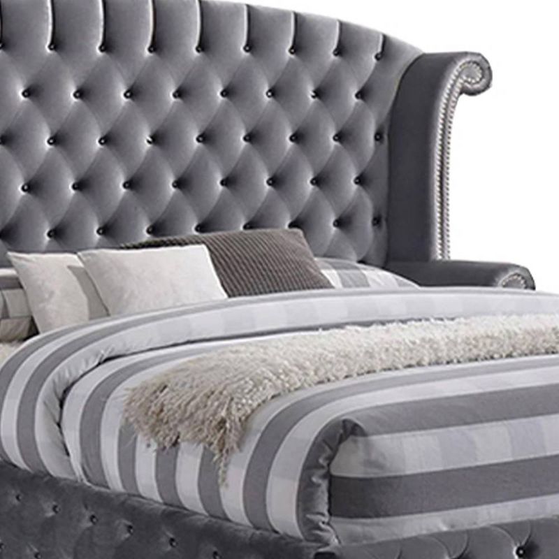 Rebekah Eastern King Bed Gray Fabric - Acme Furniture, 5 of 7