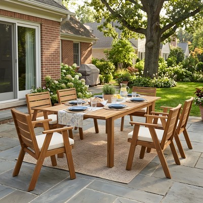 Christopher Knight Home Anaideia 7 Piece Rustic Outdoor Acacia