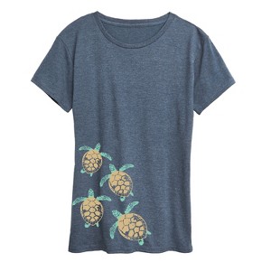 Women's - Instant Message - Baby Turtle Trail Bottom Side Hit Short Sleeve Graphic T-Shirt - 1 of 4