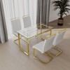 NicBex Dining Table Set for 4 Modern Glass Dining Table with Glass Tabletop, Geometric Legs and 4 PU Chairs for Dining Room - 3 of 4