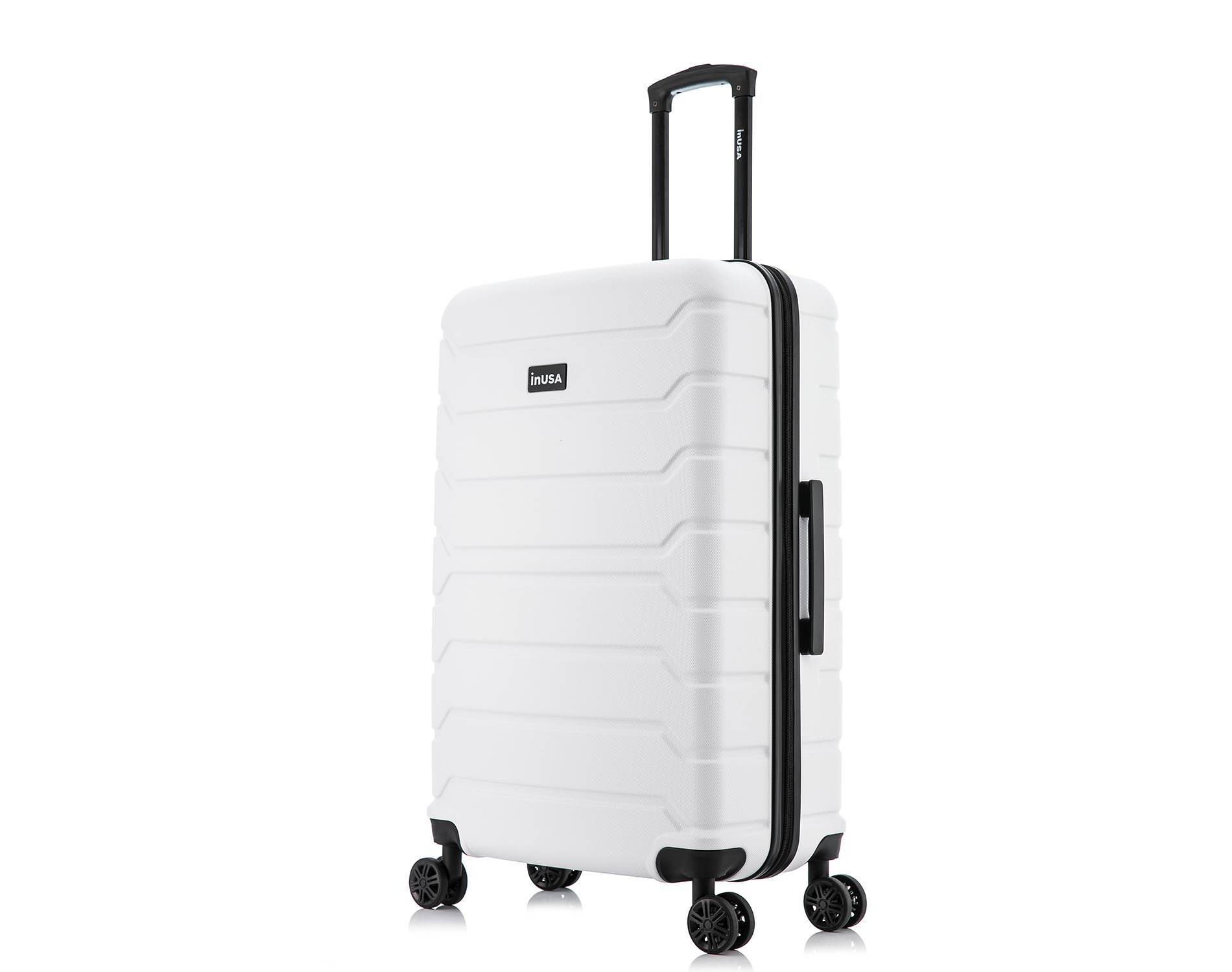 InUSA Trend Lightweight Hardside Large Checked Spinner Suitcase - White