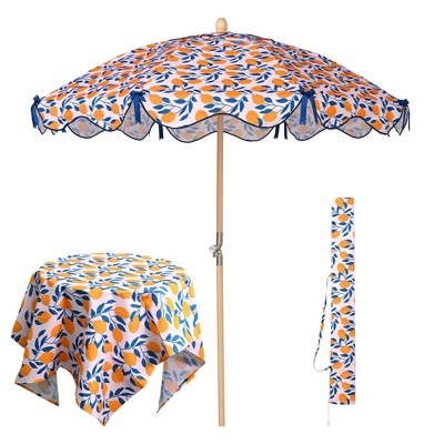 LAGarden Our Beach Umbrella for 6ft Beech Wood Pole w/ Tablecloth