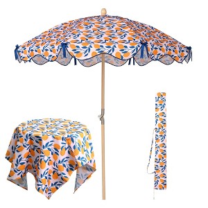 LAGarden Our Beach Umbrella for 6ft Beech Wood Pole w/ Tablecloth - 1 of 4