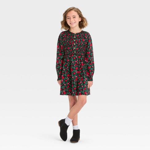 Girls' Holiday 'floral' Leggings - Cat & Jack™ Black S : Target