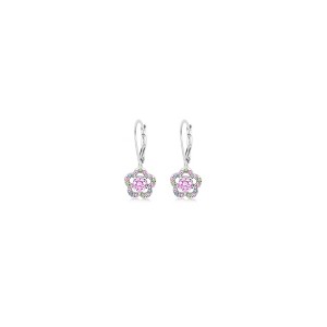 April White CZ Stud Earring White Gold Palladium Plating Flower CZ White Gold Palladium Plating Earrings leverback is made from 925 Sterling silver - 1 of 1