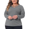 Agnes Orinda Women's Plus Size Long Sleeve Cross V Neck Fashion Casual T-Shirts - 2 of 4