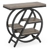 Gulches 3-Tier End Table (Grey) Narrow Wood Side Table with Geometric Metal Frame, Industrial Storage Nightstand - 3 of 3