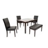 5-Piece Dining Set with Rectangular Table, 3 Upholstered Chairs and Bench - 3 of 4