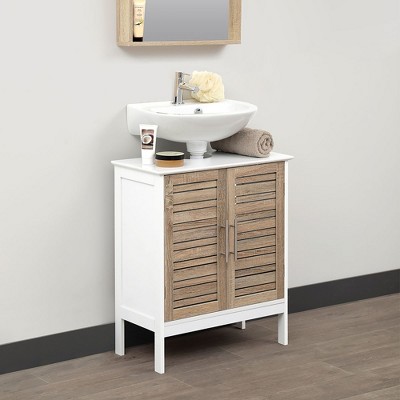 Evideco French Home Goods Under Sink Bathroom Cabinet with 2 Doors and Shelf, Non Pedestal Sink Bathroom Vanity