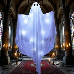 Joyfy Halloween Hanging Ghost Outdoor Decoration, 47” LED Light Hanging Ghost Halloween Hanging Decoration for Indoor Outdoor Party Decor - 1 of 4