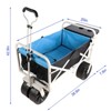 VisioGear Portable Folding Beach Wagons with Wheels, Portable Carts with Adjustable Handle, Blue & Black, 46.7"*20"*49.2" - 3 of 4