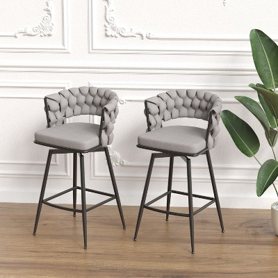 NicBex Set of 2 Bar Stools for Kitchen Island,Technical Leather Counter Bar Stools with Black Legs,Bar Chairs for Dining Rooms,Kitchens Islands