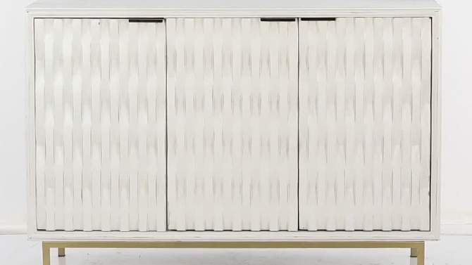 Contemporary Carved Woven Pattern Wood 3 Door Cabinet White - Olivia &#38; May, 2 of 18, play video