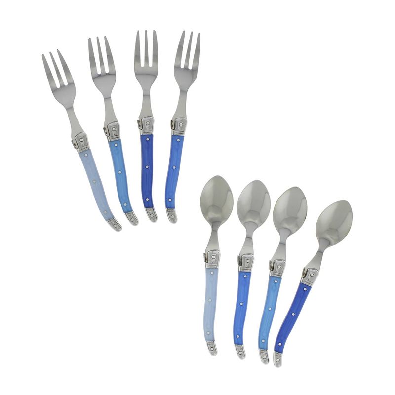 8pc Stainless Steel Laguiole Dessert Flatware Set Blue - French Home, 2 of 4