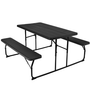 Aghana Digitals 59" Folding Indoor Outdoor Picnic Table Bench Set with Steel Frame, HDPE Wood-Like - 1 of 4
