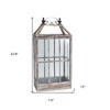 HomeRoots Set of Two White Distressed Wood And Glass Floor Lantern Candle Holders - 3 of 4